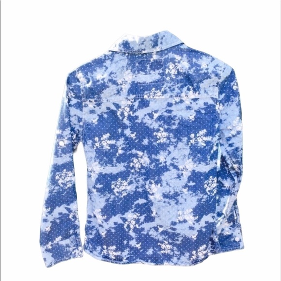 JUSTICE Denim Floral Print Button Down Top size 10 - Picture 3 of 4